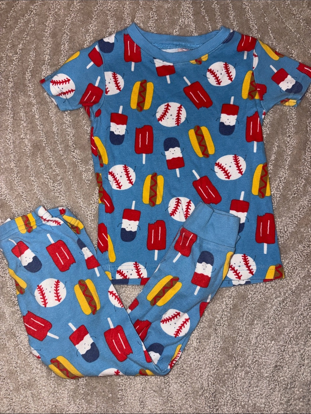 Carters summer baseball theme shirt sleeve pajamas